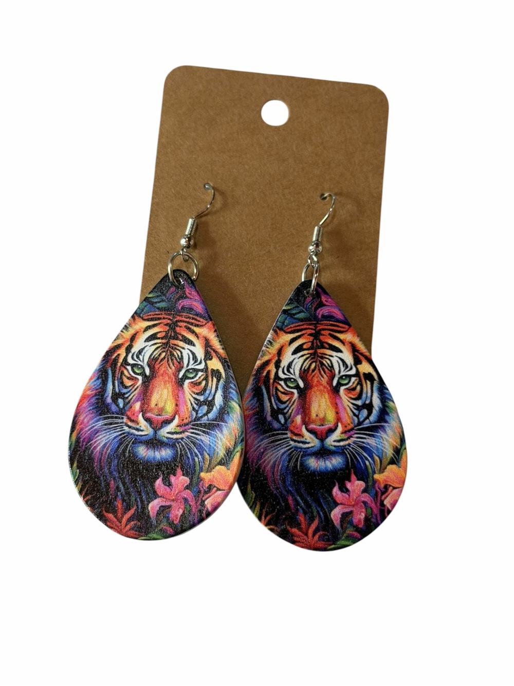 Colorful Tiger Teardrop Earrings - Multicolor